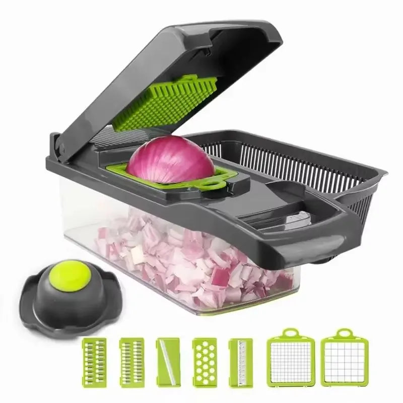 Tocător Multifuncțional de Legume – 7 Lame Interschimbabile din Inox