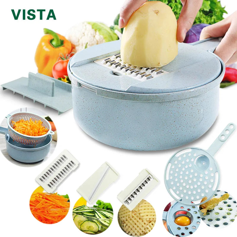 Tocător Multifuncțional de Legume – 7 Lame Interschimbabile din Inox